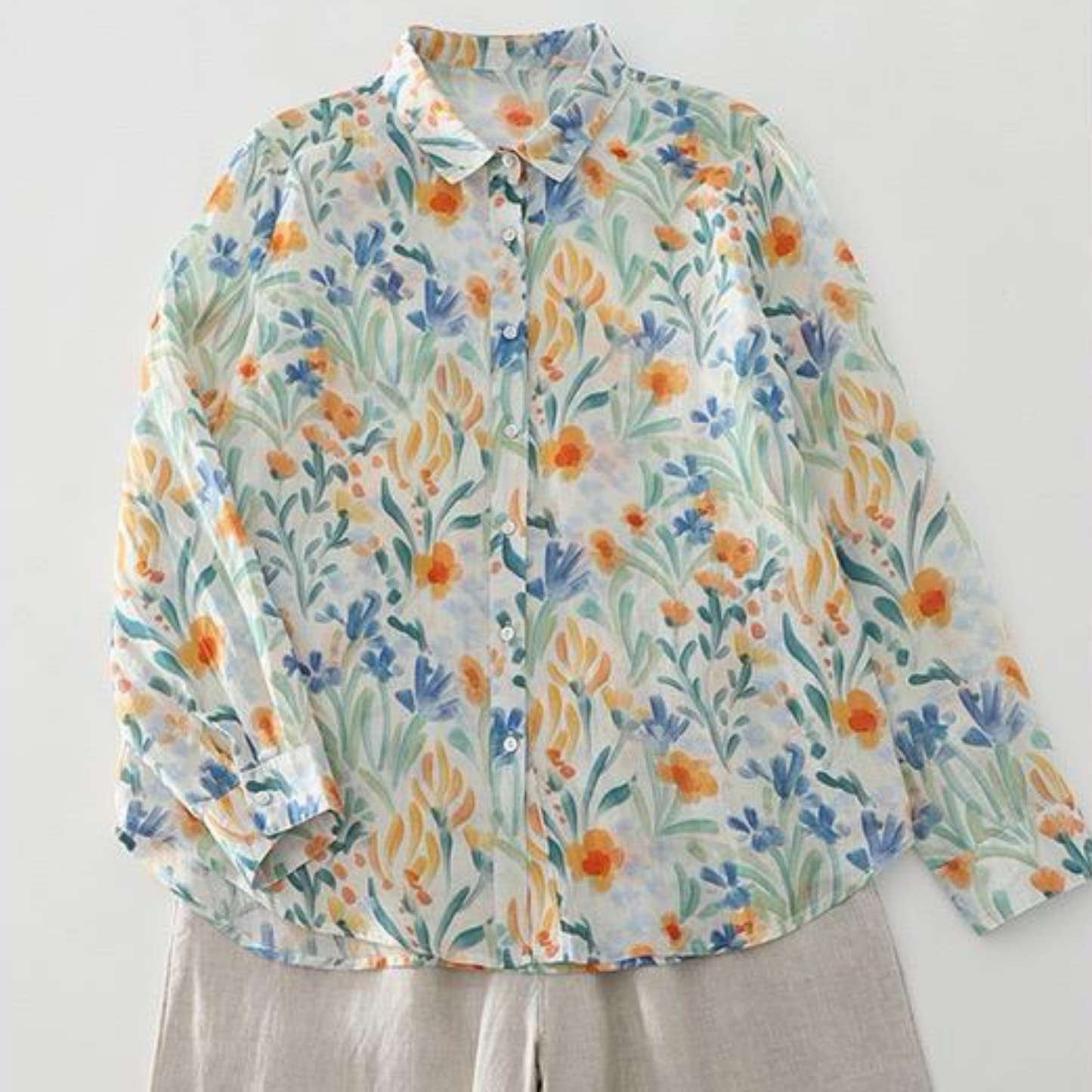 Pure Cotton Digital Leaf Printed Full Sleeve Casual Shirt