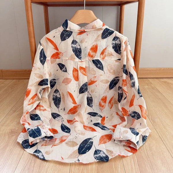Pure Cotton Elegant Leaf Print Shirt Perfect for Every Season
