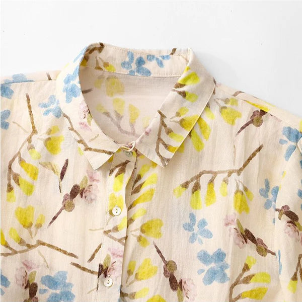 Pure 100% Cotton Leaf Print Shirt Lightweight & Stylish
