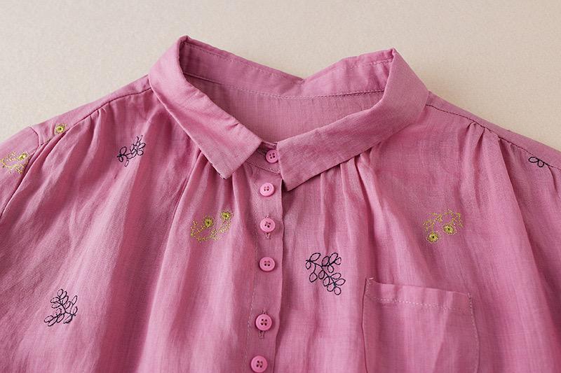 Pure Cotton Floral Embroidered Women's Shirt