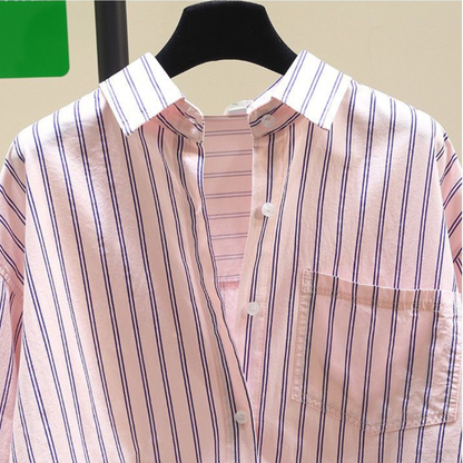 Women's Oversized Striped Poplin Cotton Shirt