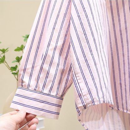 Women's Oversized Striped Poplin Cotton Shirt