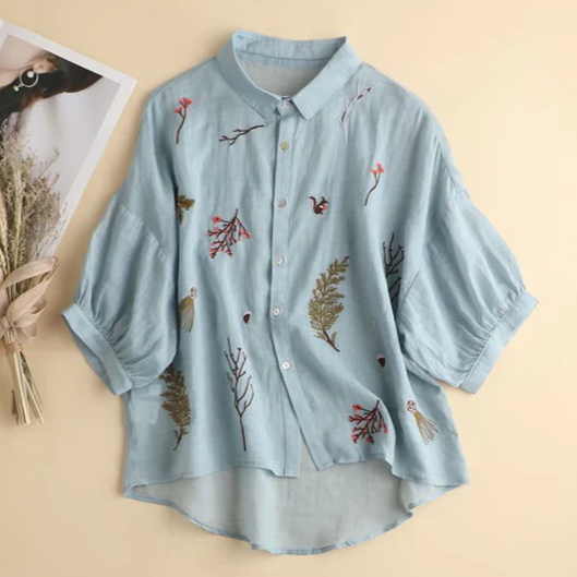 Pure Cotton Embroidered Oversize Comfort Shirt