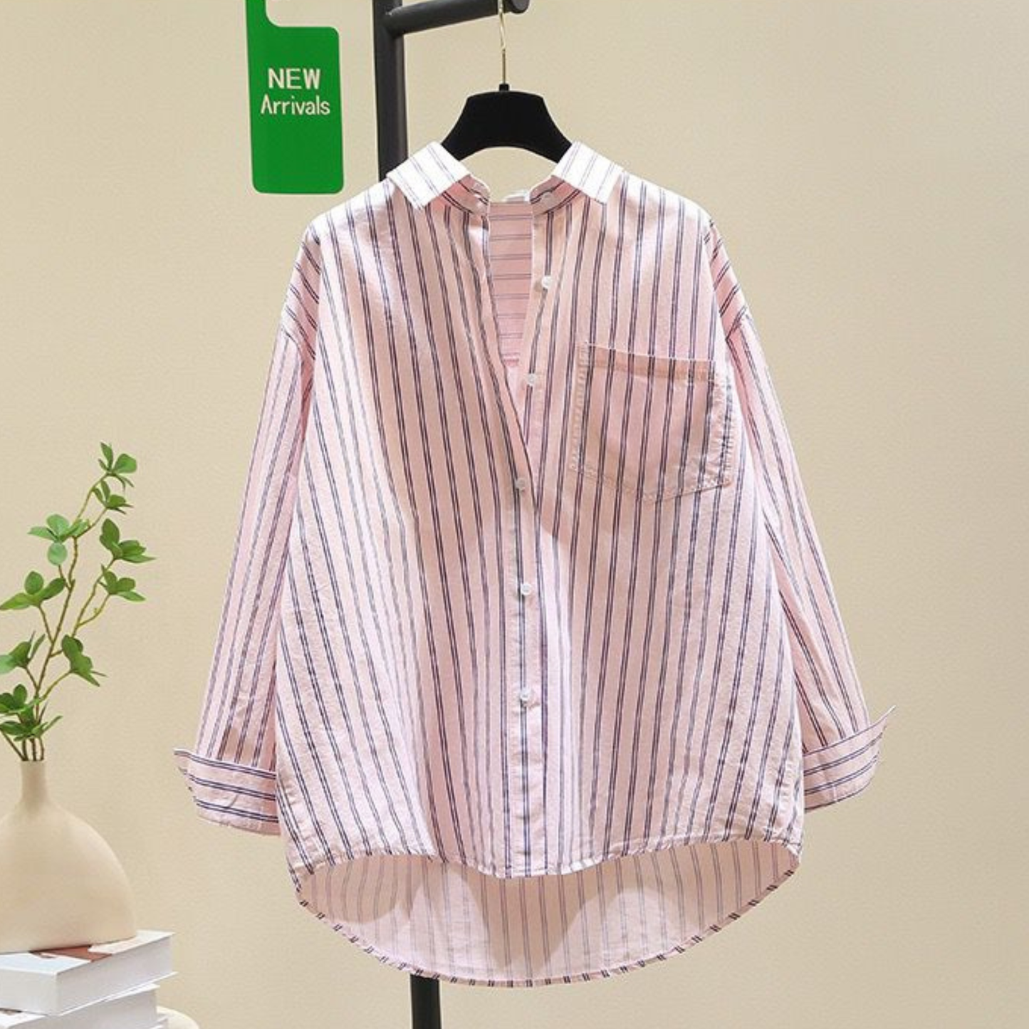 Women's Oversized Striped Poplin Cotton Shirt