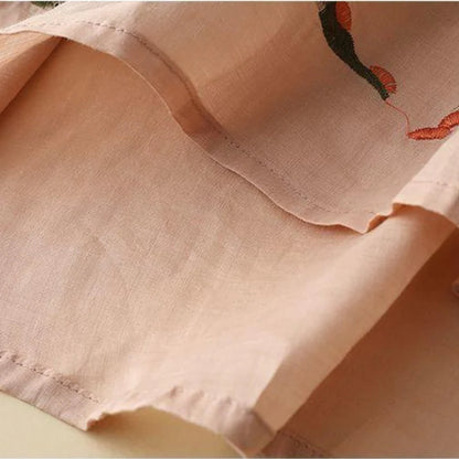 Floral Embroidered Pure Cotton Tunic Stylish Casual Boho Top