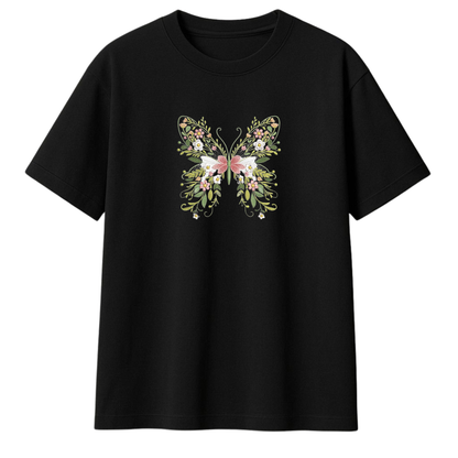 Wildflower Butterfly Embroidered Oversized T-Shirt