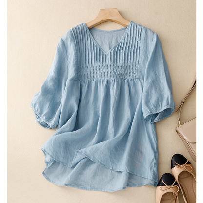 Pure Linen Cotton Pleated Comfortable tunic – Urban Vest Pure Linen Cotton Pleated Comfortable tunic – Urban Vest