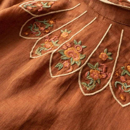 100% Pure Cotton Queen Embroidered Top with Back-Button Detail