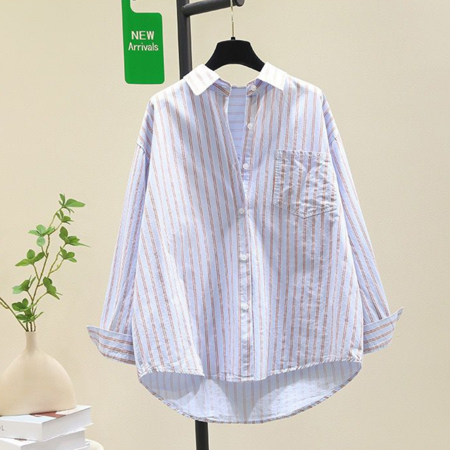 Women's Oversized Striped Poplin Cotton Shirt