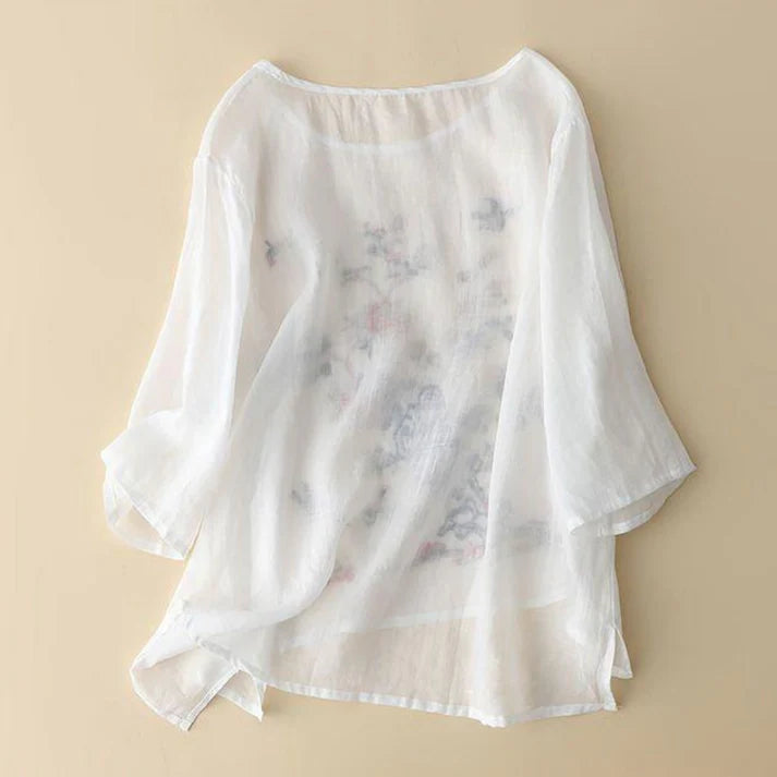 Floral Embroidered Pure Cotton Tunic Stylish Casual Boho Top