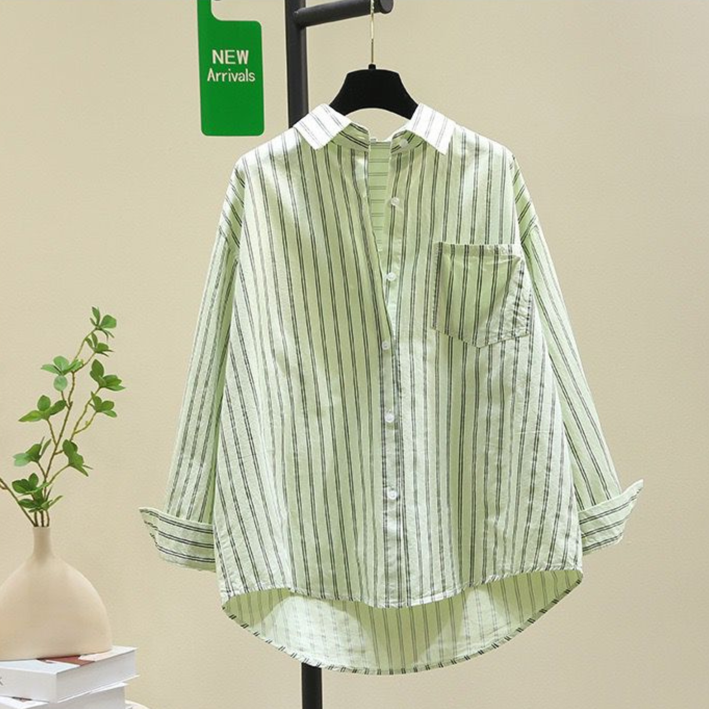 Women's Oversized Striped Poplin Cotton Shirt