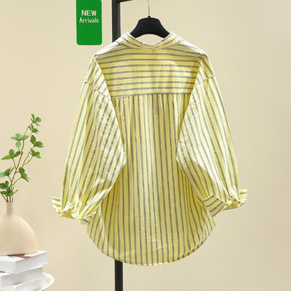 Women's Oversized Striped Poplin Cotton Shirt