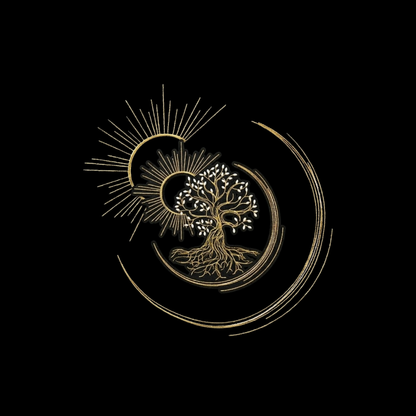Golden Solstice Tree Embroidered Oversized T-Shirt