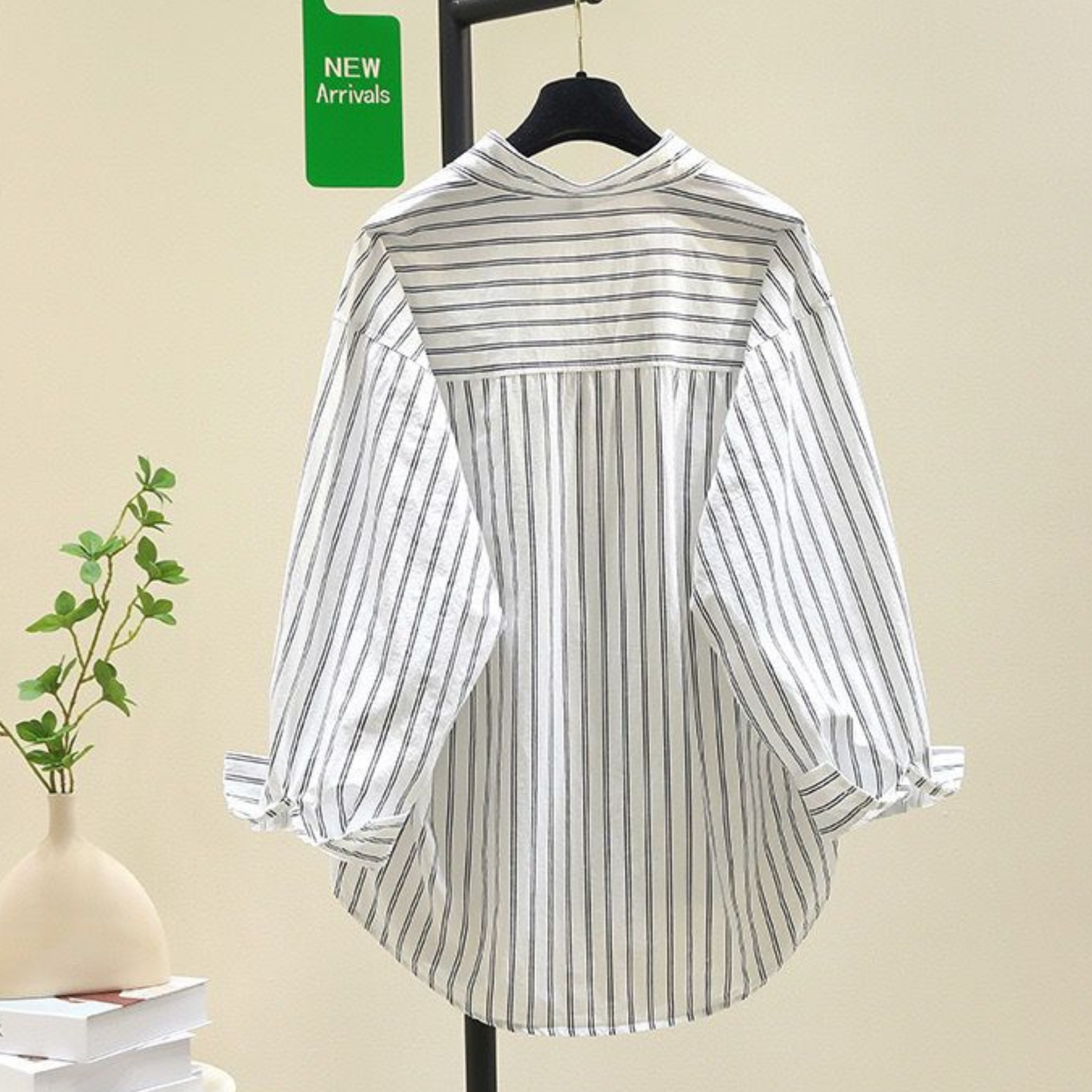 Women's Oversized Striped Poplin Cotton Shirt