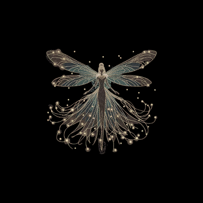 Golden Dragonfly Fairy Embroidered Oversized T-Shirt