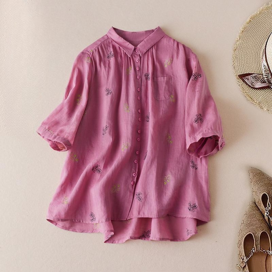 Pure Cotton Floral Embroidered Women's Shirt