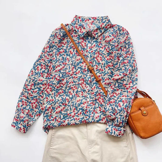 Pure Cotton Printed Floral Button-Up Shirt