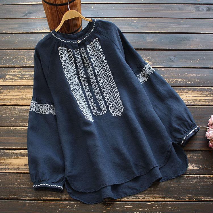 Pure Cotton Embroidered Tunic – Oversized Boho Top