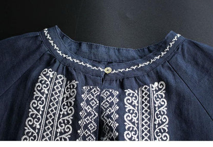 Pure Cotton Embroidered Tunic – Oversized Boho Top
