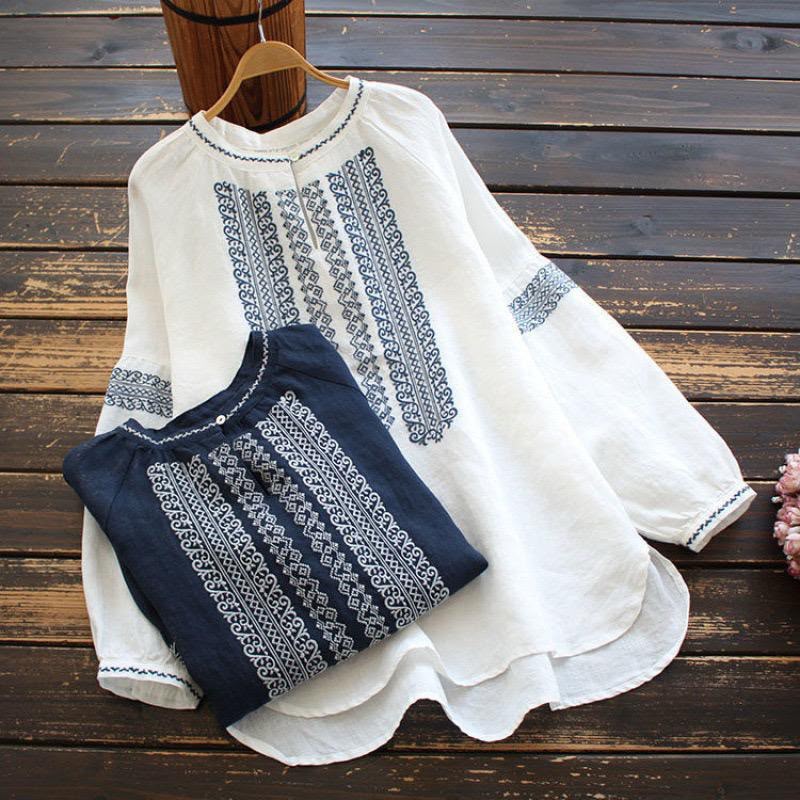 Pure Cotton Embroidered Tunic – Oversized Boho Top