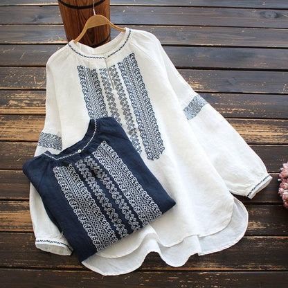 Pure Cotton Embroidered Tunic – Oversized Boho Top