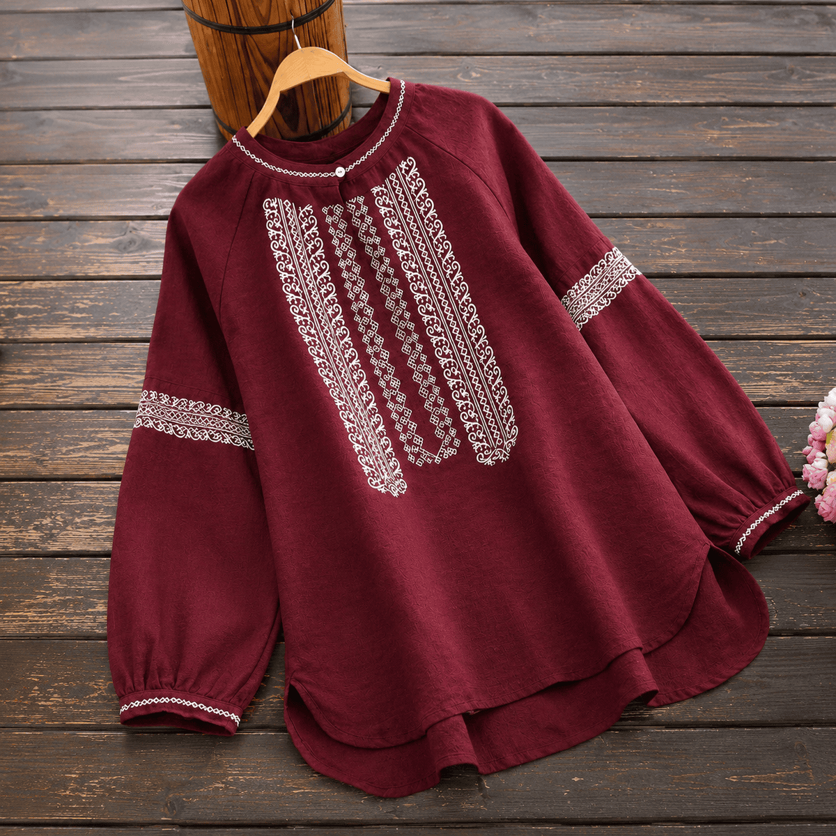 Pure Cotton Embroidered Tunic – Oversized Boho Top