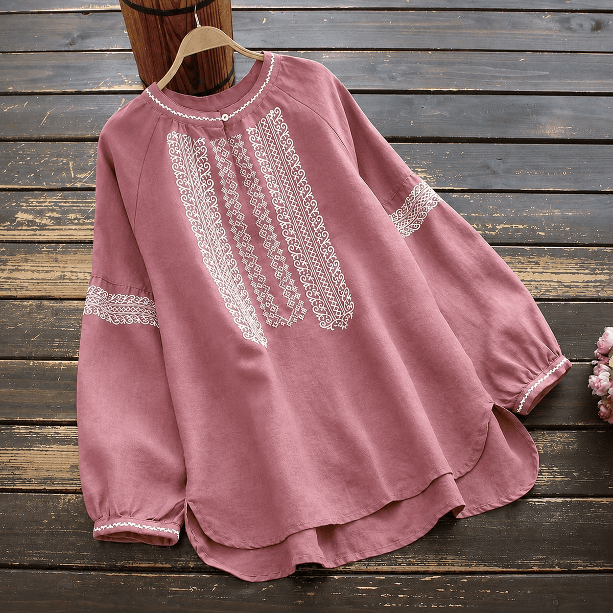 Pure Cotton Embroidered Tunic – Oversized Boho Top