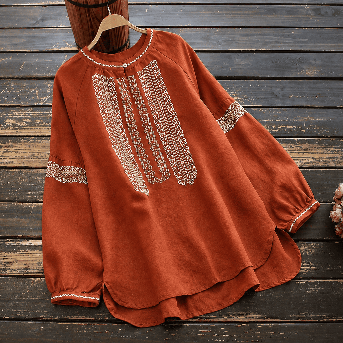 Pure Cotton Embroidered Tunic – Oversized Boho Top