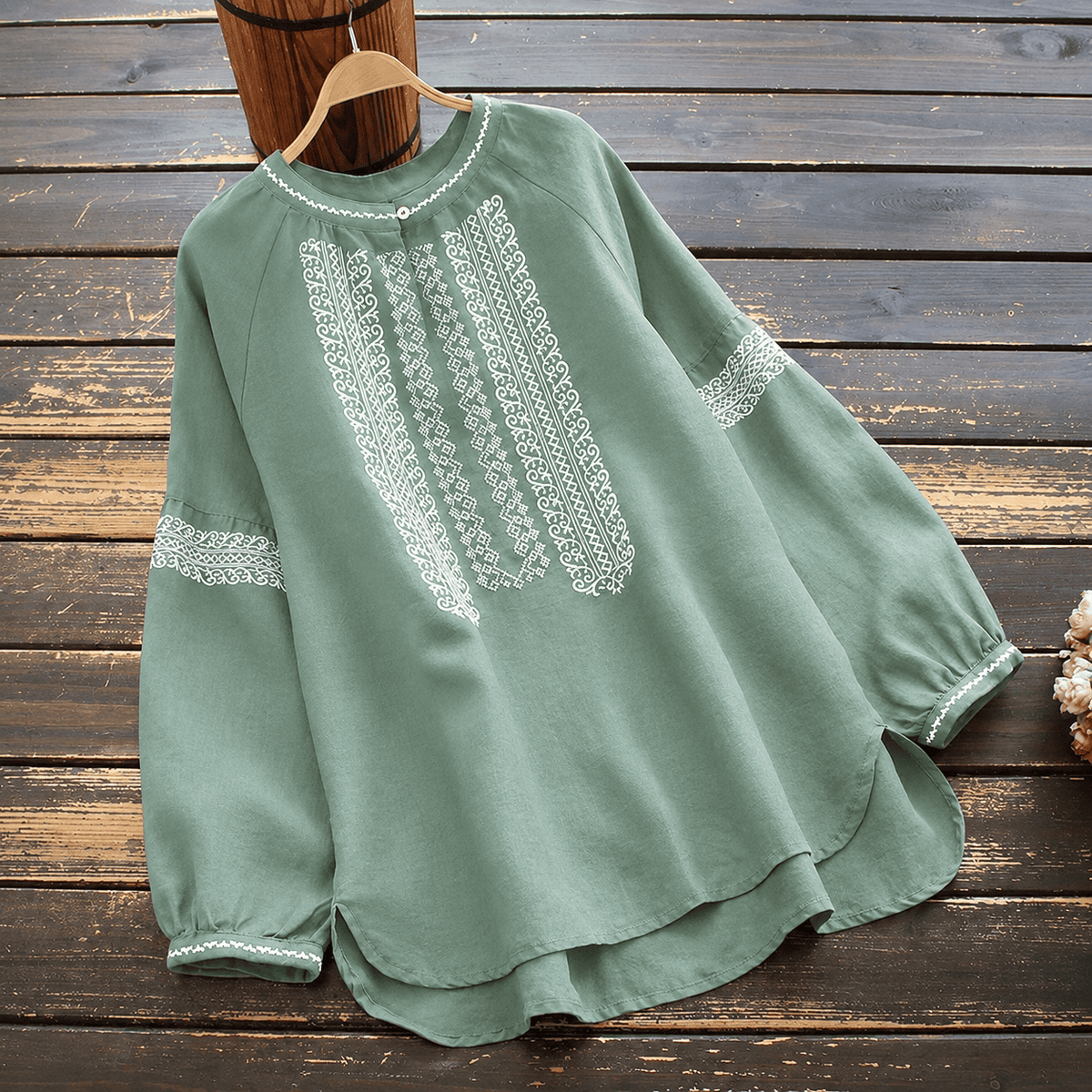 Pure Cotton Embroidered Tunic – Oversized Boho Top